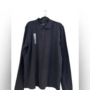 Boss dark blue men’s long sleeve polo nwt